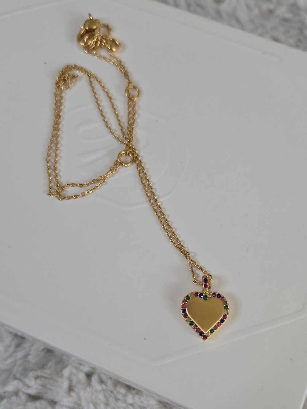 Kate Spade Gold Heart Pendant Necklace with Multicolor Stones - Women Jewelry